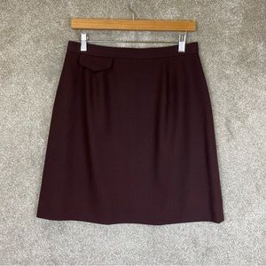 Talbots Vintage Skirt Womens 12 Petite Brown Wool Zip Lined Knee Length- 9331*